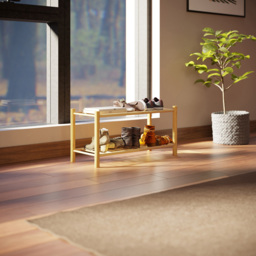 Living Elements Single Shelf Bamboo Shoe Rack - thumbnail 2