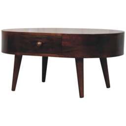 Artisan Furniture California Walnut 2 Drawer Mango Wood Rounded Coffee Table - thumbnail 3