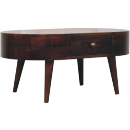 Artisan Furniture California Walnut 2 Drawer Mango Wood Rounded Coffee Table - thumbnail 4