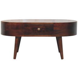 Artisan Furniture California Walnut 2 Drawer Mango Wood Rounded Coffee Table - thumbnail 2