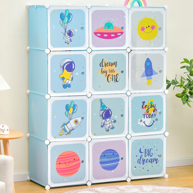 Costway 12 Cube Blue Kids Portable Wardrobe - image 1