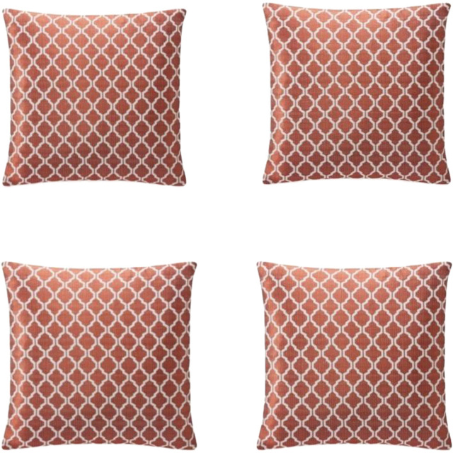 Alan Symonds Jacquard Weave Orange Geometric Cushion with Polyester Filled Pad 45 x 45cm 4 Pack