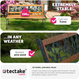 tectake Marina 2 Seater Brown Garden Bench - thumbnail 4