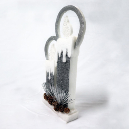 Shatchi Pre-Lit Glitter Foam Snow Covered Twin Candle Christmas Decoration 41cm - thumbnail 3