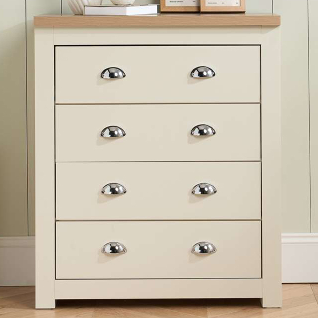 Highgate 4 Drawer Cream and Oak Chest of Drawers - image 1
