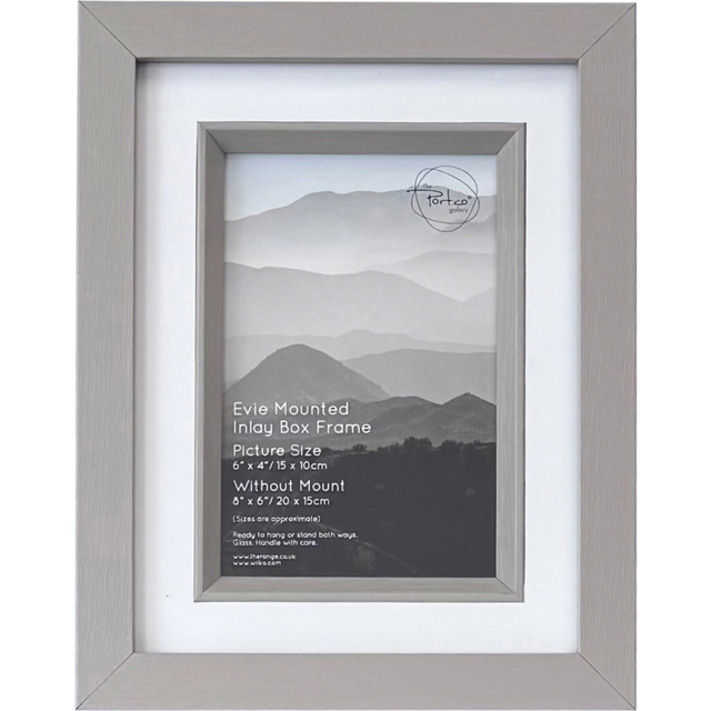 Evie Mounted Inlay Photo Frame Grey 6 x 4 inch - image 1