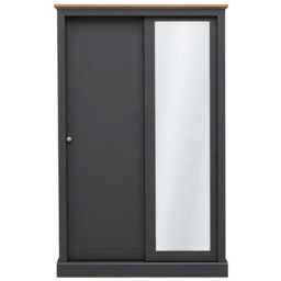 Devon 2 Door Charcoal Sliding Mirror Wardrobe - thumbnail 2