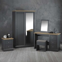 Devon 2 Door Charcoal Sliding Mirror Wardrobe - thumbnail 3