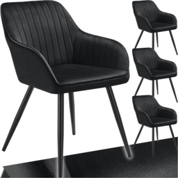 tectake Marilyn Black Velvet Quilted Chair Set of 4 - thumbnail 2