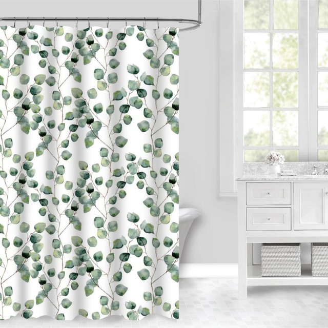 Aura Bathroom White Eucalyptus Shower Curtain 180 x 180cm - image 1