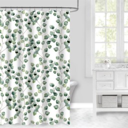 Aura Bathroom White Eucalyptus Shower Curtain 180 x 180cm - thumbnail 1