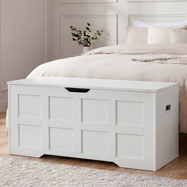 Vida Designs White Ottoman Storage Box Large - image 1