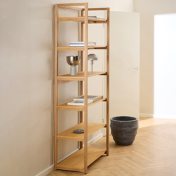 Florence Ludza Oak 6 Tier Rectangular Bookcase