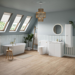 Bathstore Amalfi 2 Door Matt White Wall Hung Tall Unit 350mm - thumbnail 2