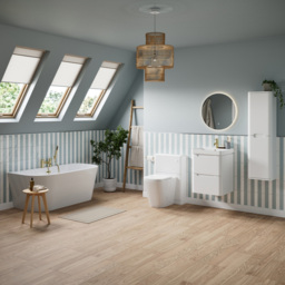 Bathstore Amalfi 2 Door Matt White Wall Hung Tall Unit 350mm - thumbnail 4