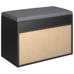 tectake Jasmina 2 Shelf Black Shoe Rack Bench with Cushion - thumbnail 4