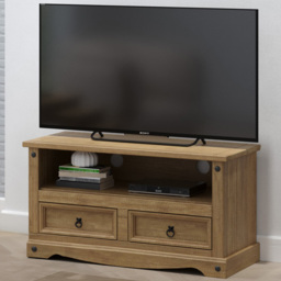 Corona 2 Drawer Antique Wax Finish Flat Screen TV Unit
