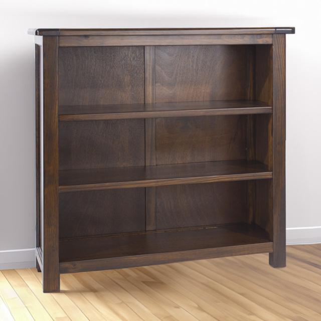 Boston 3 Shelf Dark Lacquer Finish Low Bookcase - image 1