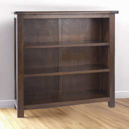 Boston 3 Shelf Dark Lacquer Finish Low Bookcase - thumbnail 1