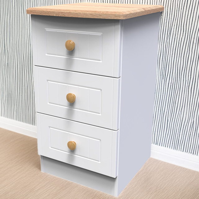Crowndale Warwick White Ash and Oak 3 Drawer Bedside Cabinet - image 1