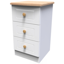 Crowndale Warwick White Ash and Oak 3 Drawer Bedside Cabinet - thumbnail 4
