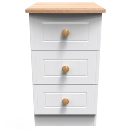 Crowndale Warwick White Ash and Oak 3 Drawer Bedside Cabinet - thumbnail 2