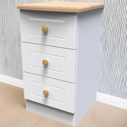 Crowndale Warwick White Ash and Oak 3 Drawer Bedside Cabinet - thumbnail 1