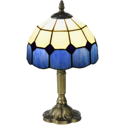 Portland Blue and White Handmade Stained Glass Antique Table Lamp - thumbnail 1