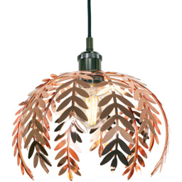 Happy Homewares Shiny Copper Fern Leaf Ceiling Pendant Shade