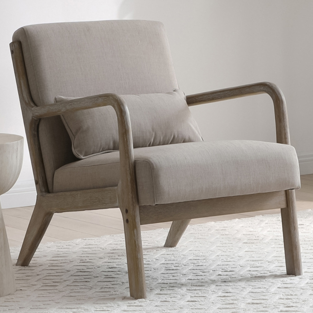 Otis Oatmeal Linen Light Frame Static Armchair with Bolster Cushion - image 1