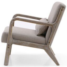 Otis Oatmeal Linen Light Frame Static Armchair with Bolster Cushion - thumbnail 4