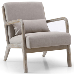 Otis Oatmeal Linen Light Frame Static Armchair with Bolster Cushion - thumbnail 3
