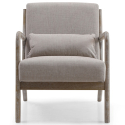 Otis Oatmeal Linen Light Frame Static Armchair with Bolster Cushion - thumbnail 2