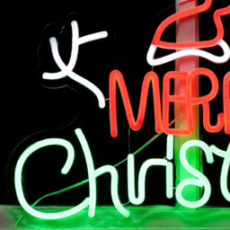 Xmas Haus Multicolour Neon LED Merry Christmas Ornament 44 x 33cm - thumbnail 2