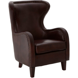 Premier Housewares Victor Brown Leather Lounge Chair - thumbnail 2