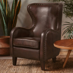 Premier Housewares Victor Brown Leather Lounge Chair