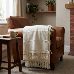 Eboni Natural Tassel Throw 150 x 200cm - thumbnail 4