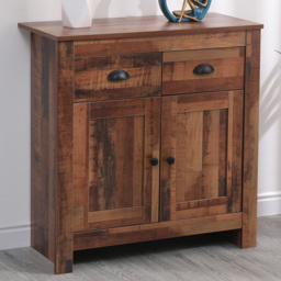FurnitureHMD Industrial Style Natural 2 Door 2 Drawer Wooden Sideboard