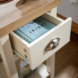 Home Source Avon Off White Single Drawer Slim Bedside Table - thumbnail 4