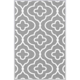 Desire Rugs Grey Anti Slip Quatrefoil Design Door Mat 67 x 120cm