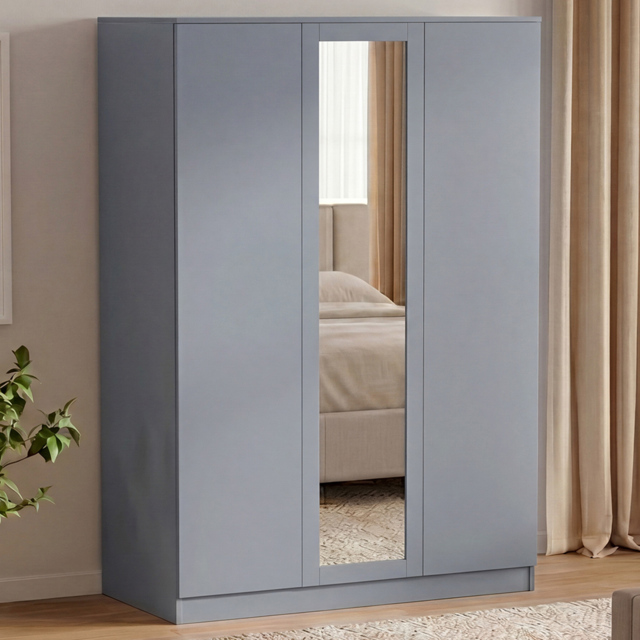 Vida Designs Denver Grey 3 Door Mirrored Wardrobe - image 1