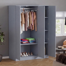 Vida Designs Denver Grey 3 Door Mirrored Wardrobe - thumbnail 4