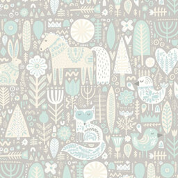 Origin Murals Scandi Forest Animals Grey Wall Mural - thumbnail 2