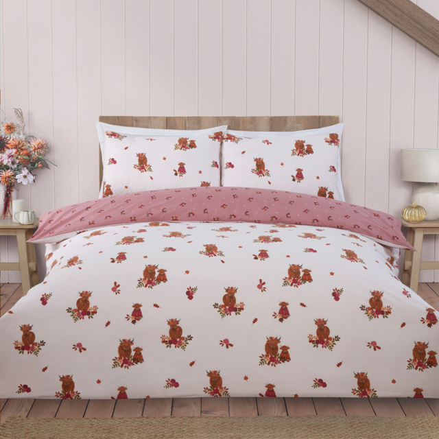 Lola Highland Cows Duvet Set Blush Single - image 1