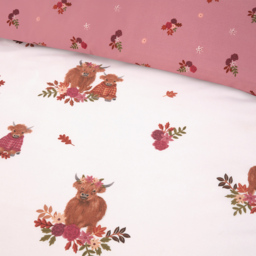 Lola Highland Cows Duvet Set Blush Single - thumbnail 4