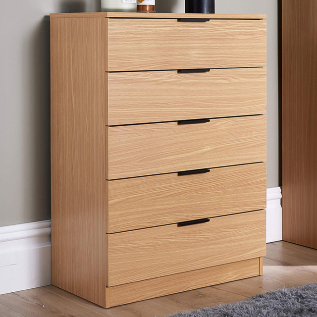 Home Source Phoenix Oak Effect 5 Drawer Chest of Drawers - image 1