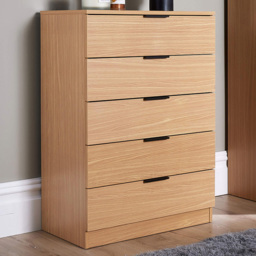 Home Source Phoenix Oak Effect 5 Drawer Chest of Drawers - thumbnail 1