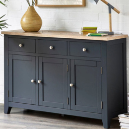 Julian Bowen Bordeaux 3 Door 3 Drawer Dark Grey Sideboard - thumbnail 1