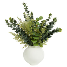 Eucalyptus Artificial Planr in White Ceramic Pot 48cm - thumbnail 1