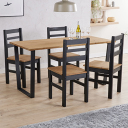 Core Products Texas Pine and Black 4 Seater Dining Set